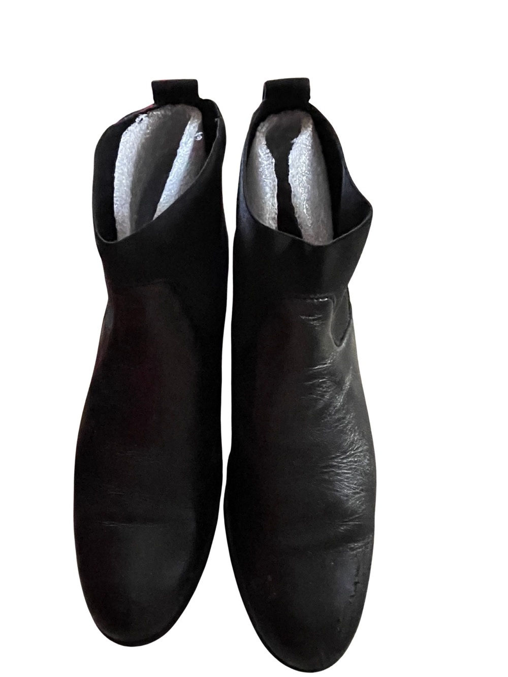 Munro “Ana” Black Leather Ankle Booties with Curved Topline, Size 9.5N